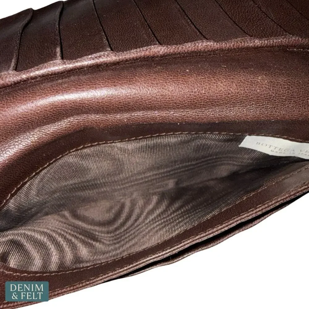 Bottega Veneta Intrecciato Brown Leather Zip Around Wallet Luxury Woven‎ Classic